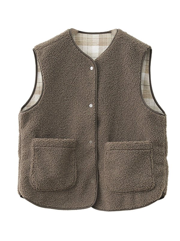 Gilet sans manches ample vintage, couleur unie