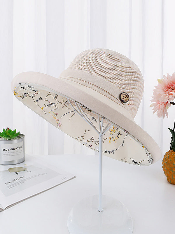 Chapeau de soleil ajouré imprimé à lacets, à empiècements