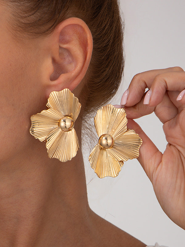 Boucles d'oreilles à coupe irrégulière, en forme de fleur