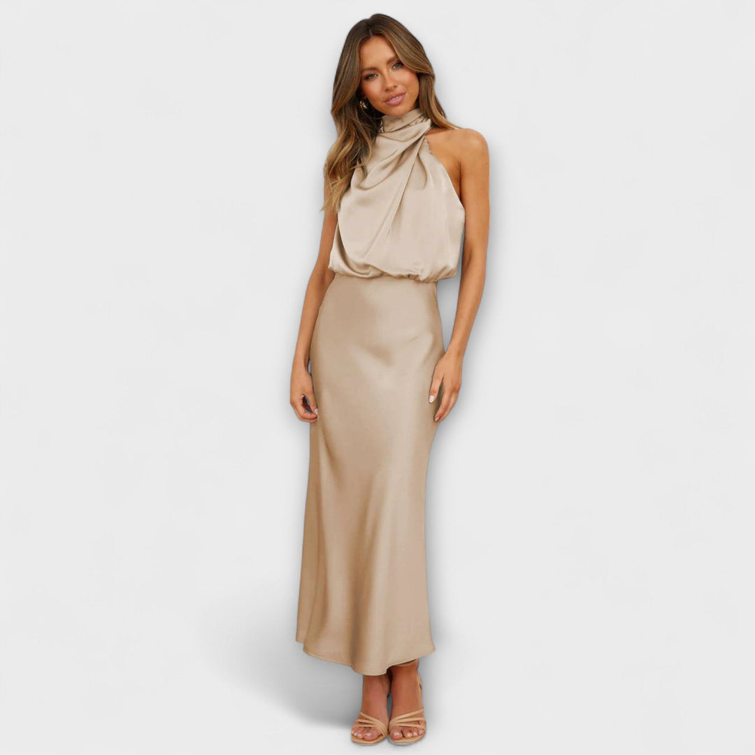Robe maxi élégante jaune avec bretelles pour l'été