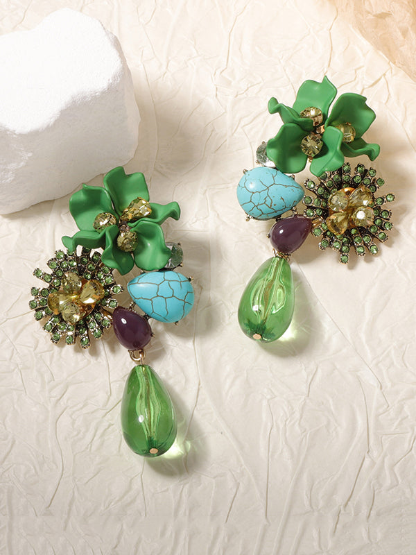 Boucles d'oreilles géométriques en forme de fleur, en forme de goutte