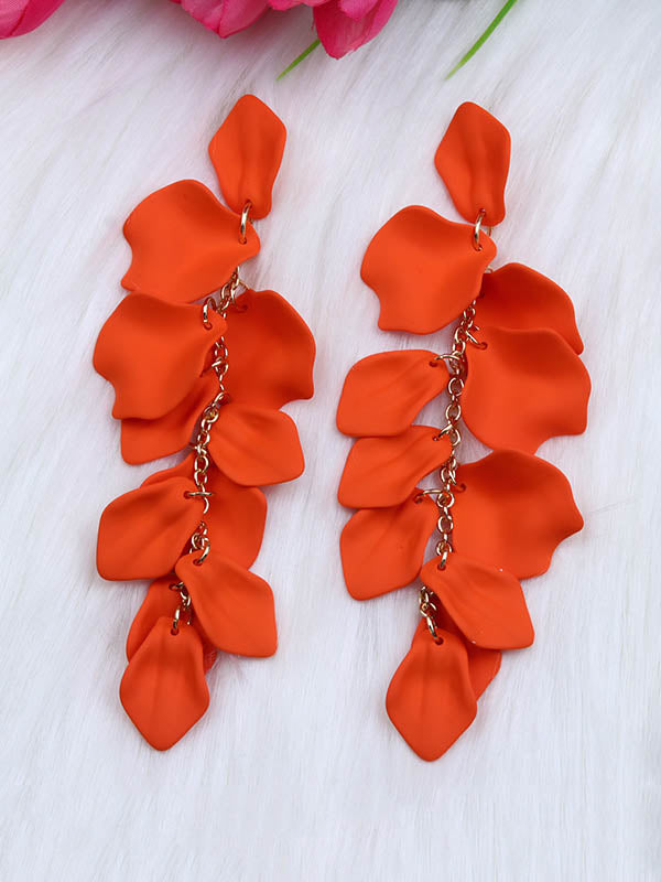 Boucles d'oreilles à chaîne, en forme de fleur