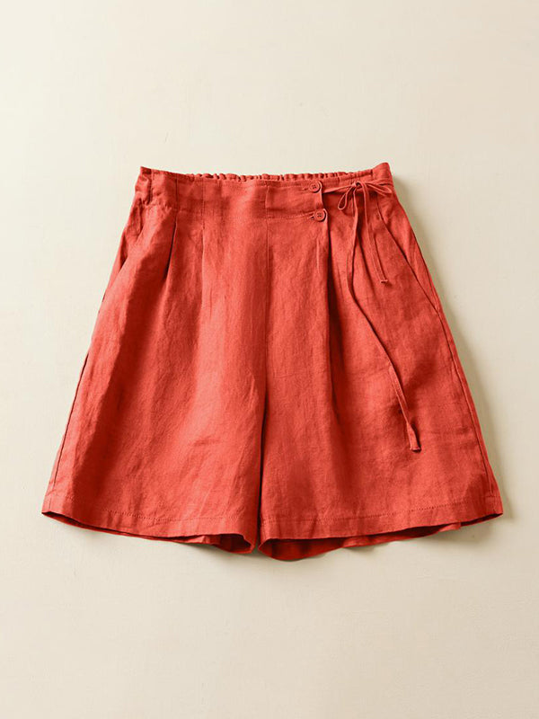 Short ample à taille élastique, couleur unie