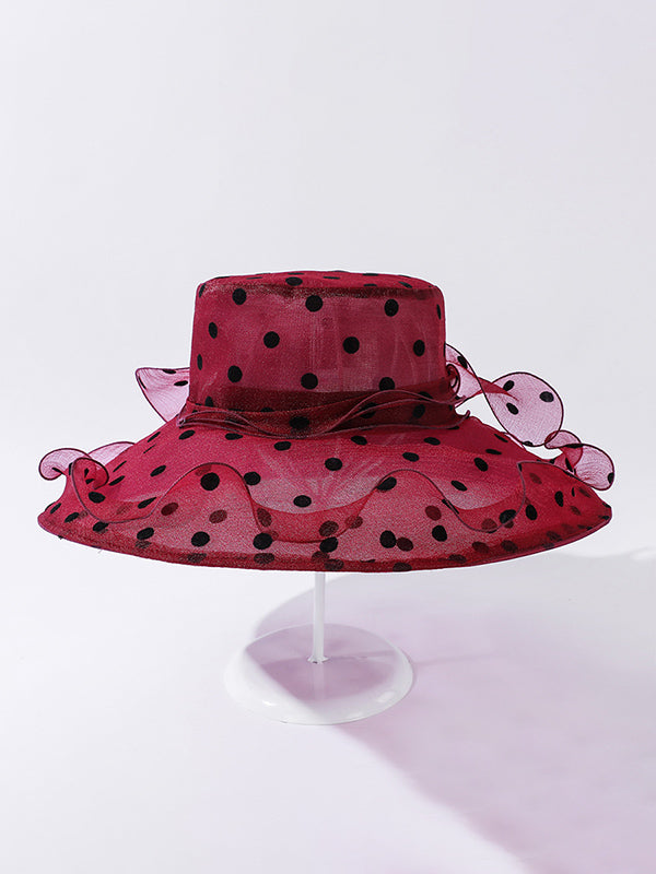 Chapeau de soleil transparent en forme de fleur, en gaze, à pois, à empiècements