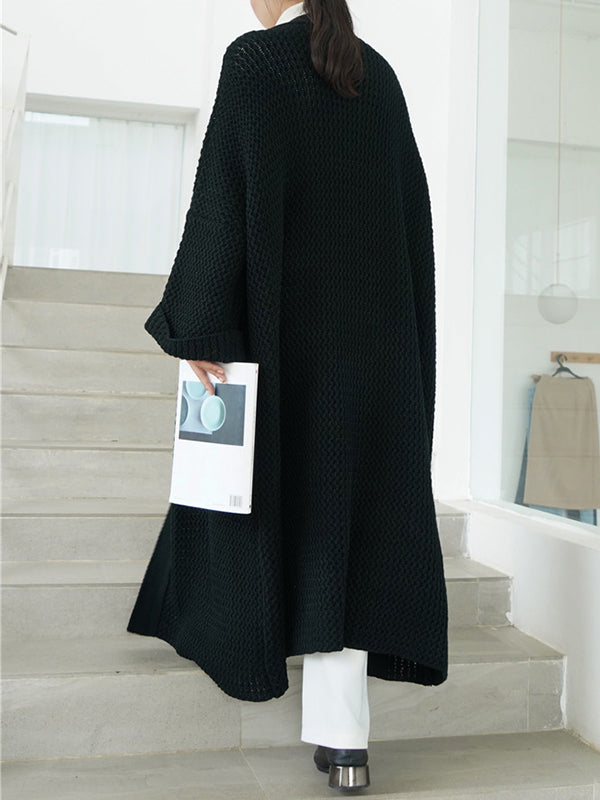 Cardigan en tricot à fil épais, ample, surdimensionné, couleur unie, urbain, manteaux