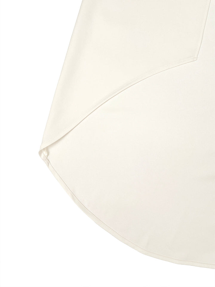 Ensemble deux pièces à col cheminée, à ourlet plongeant, taille haute, couleur unie – chemisier + pantalon