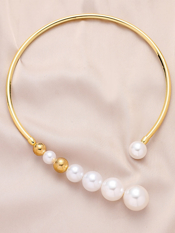 Collier asymétrique perlé géométrique délicat