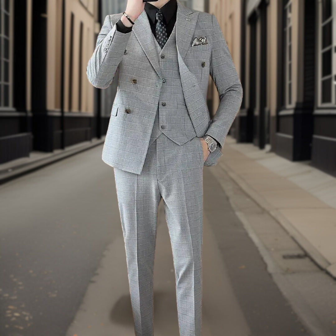 Costume de Mariage à Carreaux Luxueux pour Hommes | Trois Pièces