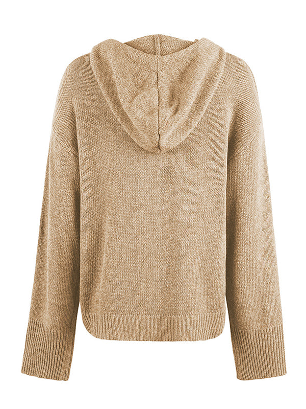 Cardigan cache-cœur à capuche et boutonné de couleur unie