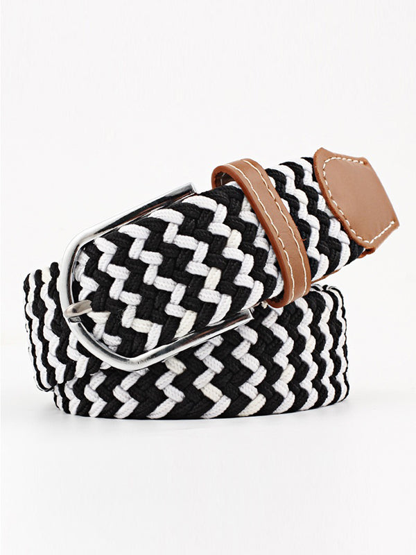 Ceinture tissée de couleurs contrastées simples, 20 couleurs