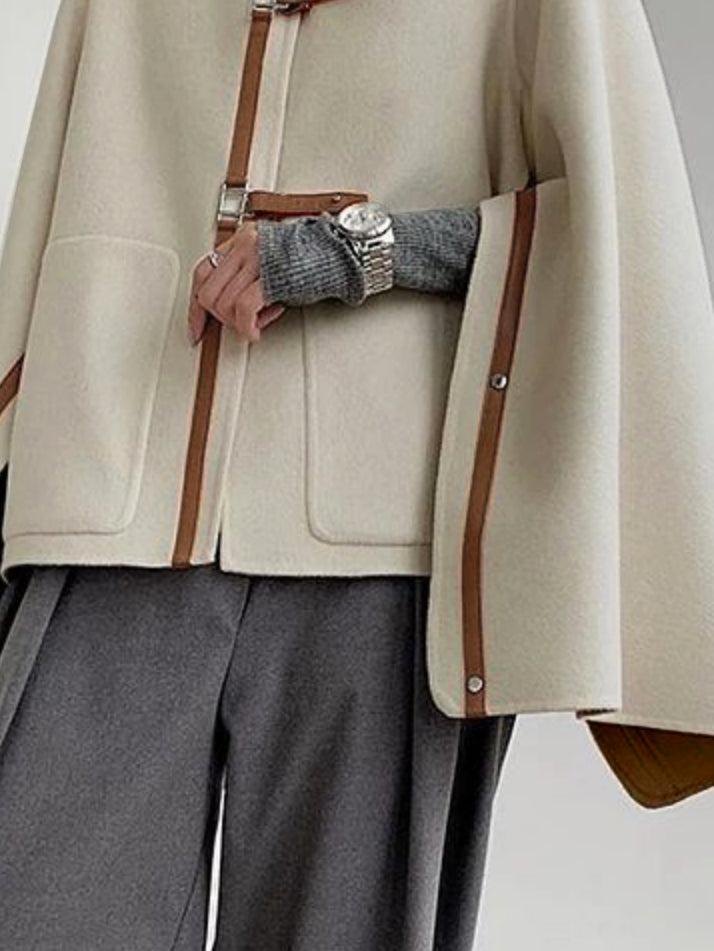 Veste ample à manches longues, à boucle, à col haut