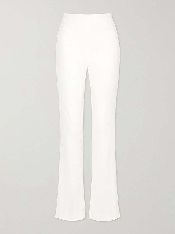 Ensemble deux pièces à ourlet plongeant, coupe portefeuille, à falbalas, à col en V, couleur unie – chemise + pantalon