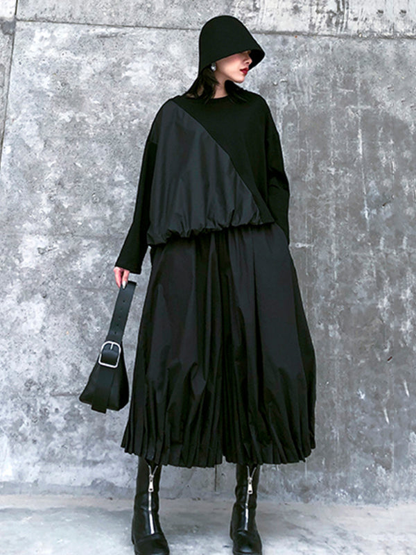 Pantalon élégant noir taille haute, à jambes larges, couleur unie