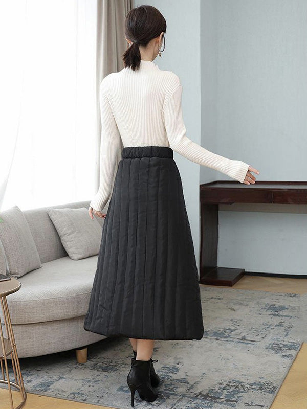 Bas ample matelassé vintage, à taille élastique, taille haute, coupe trapèze