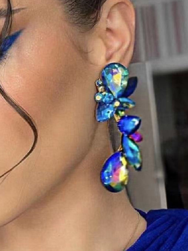 Boucles d'oreilles pendantes géométriques à strass