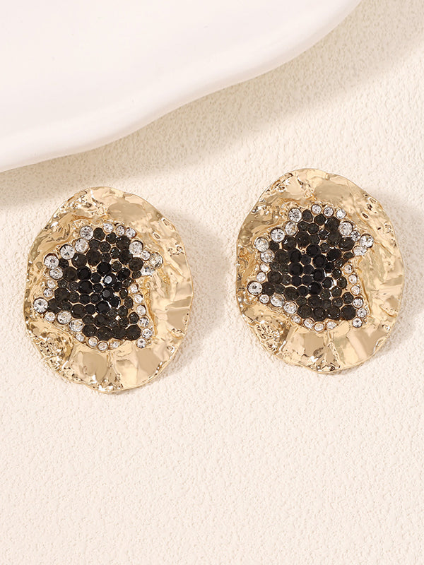 Boucles d'oreilles géométriques brillantes à coupe irrégulière, à strass