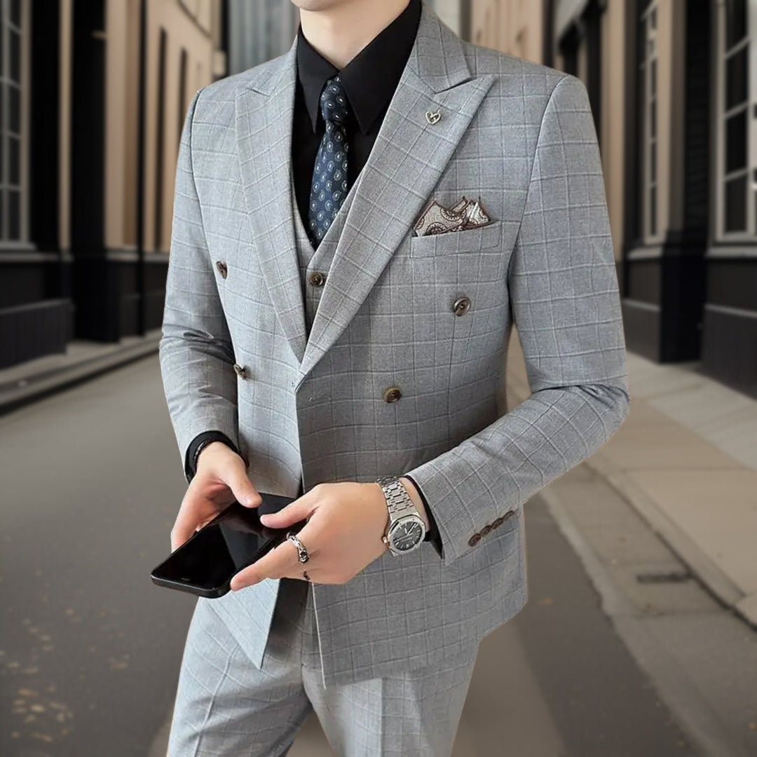 Costume de Mariage à Carreaux Luxueux pour Hommes | Trois Pièces