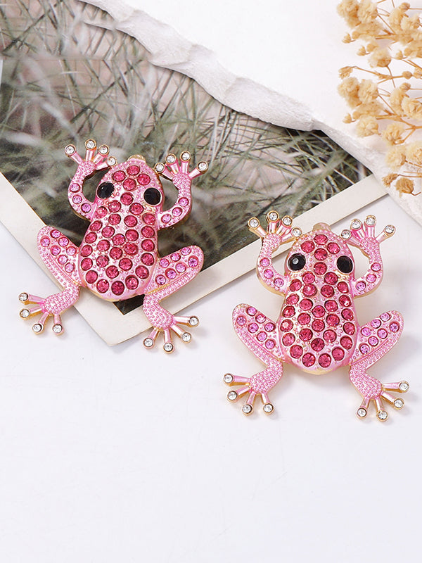 Boucles d'oreilles brillantes en forme d'animal, à strass