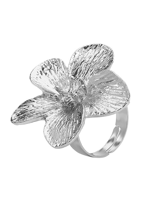 Parure collier et bague en forme de fleur