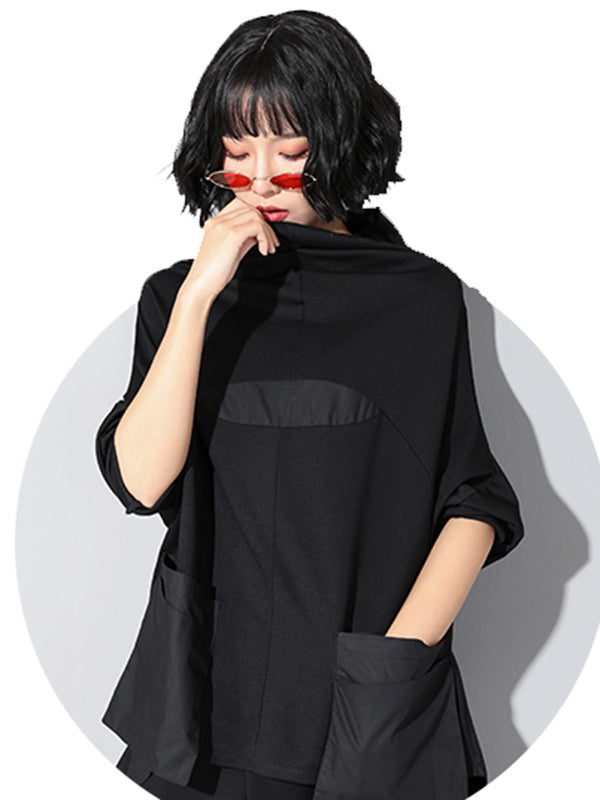 T-shirts décontractés à manches chauve-souris à empiècements haut-bas