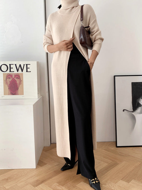 Robe ample fendue devant couleur unie