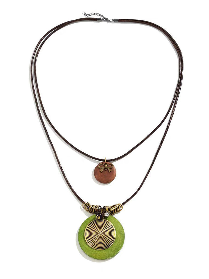 Collier géométrique taille ronde, à double rang