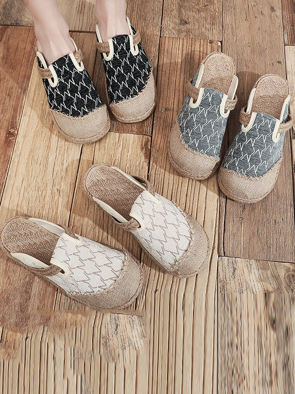 Chaussures décontractées rhombiques, chaussures plates, pantoufles
