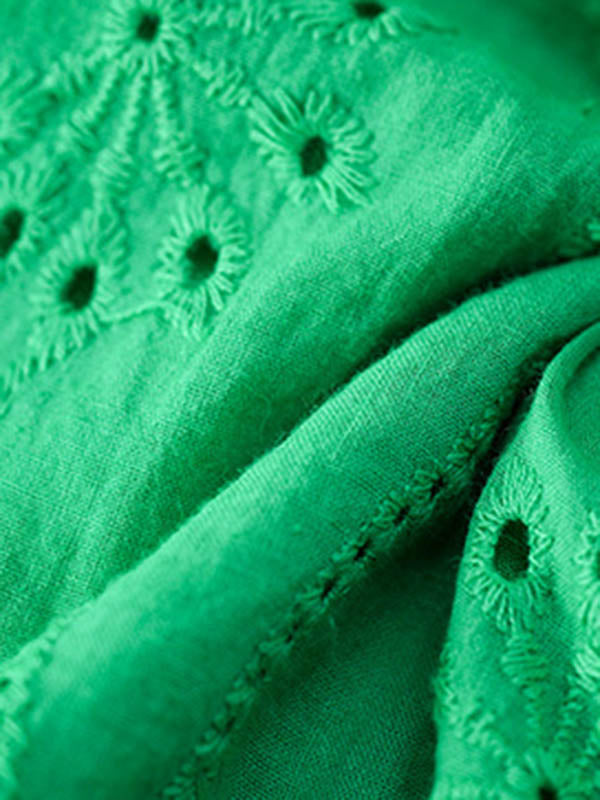 Robe courte ample à manches bouffantes, en jacquard, à col carré, couleur unie