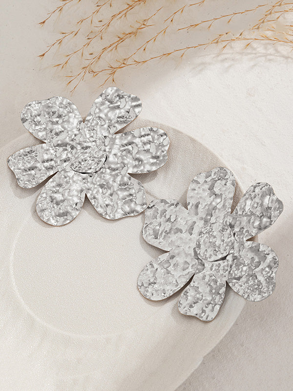 Boucles d'oreilles à coupe irrégulière, en forme de fleur