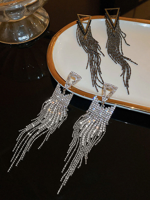 Boucles d'oreilles géométriques tendance, à strass