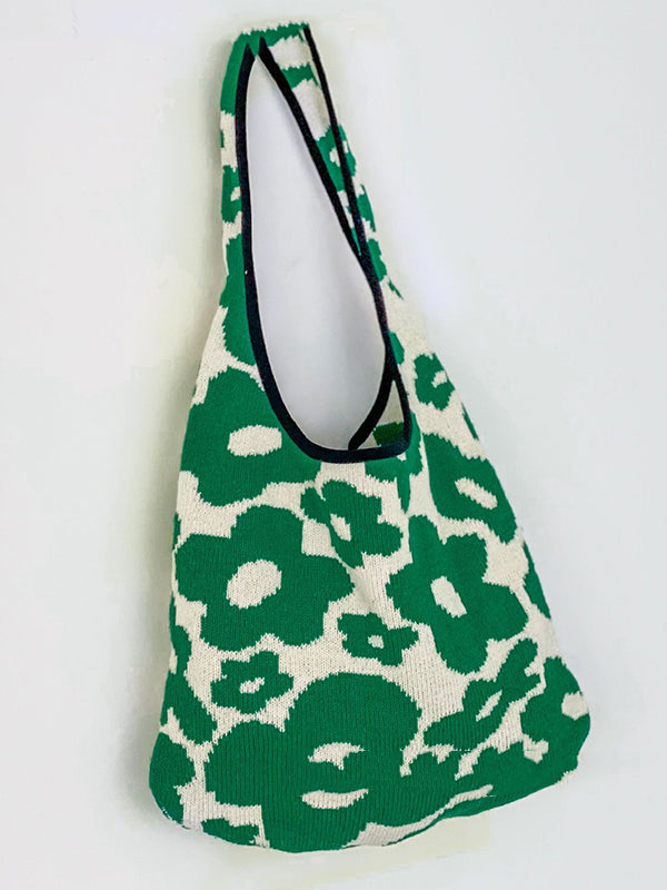 Accessoires de sacs de couleur contrastée à tissage floral original