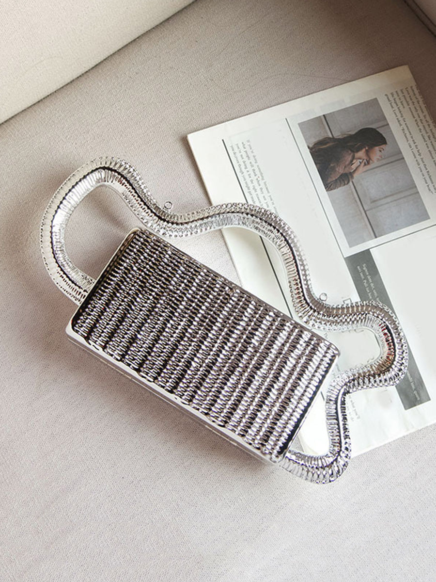 Sac à main géométrique à chaîne, couleur unie