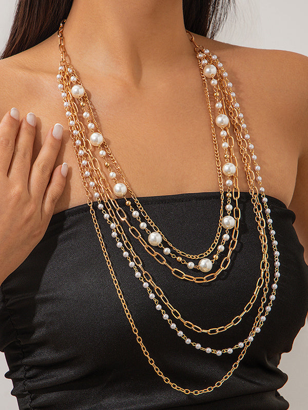 Collier géométrique superposé normcore