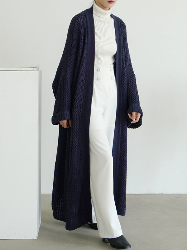 Cardigan en tricot à fil épais, ample, surdimensionné, couleur unie, urbain, manteaux