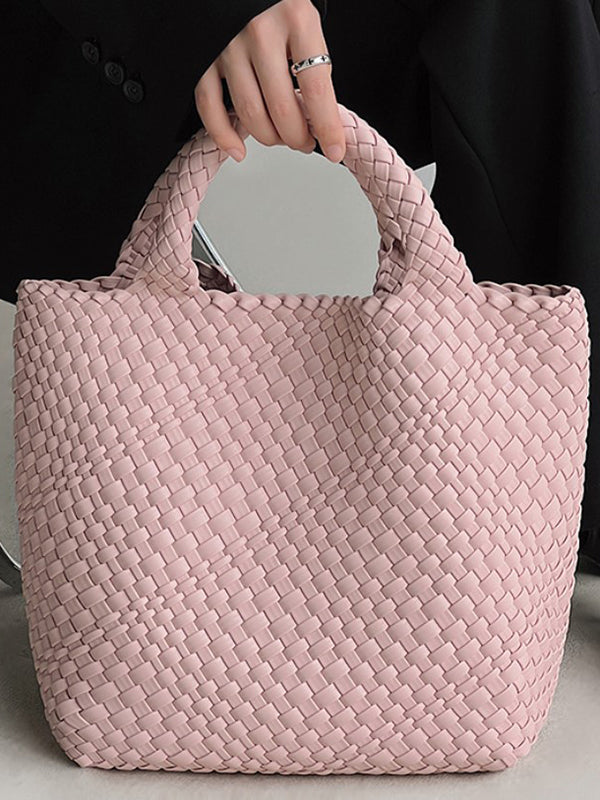 Sac à main tressé couleur unie