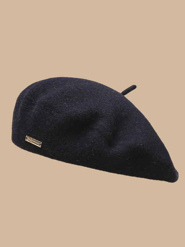 Béret rétro artistique, couleur unie