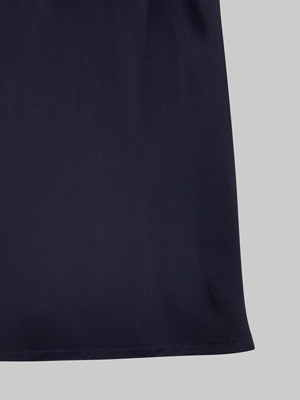 Robe longue ample à manches raglan, à empiècements, à taille nouée, à col haut, couleur unie