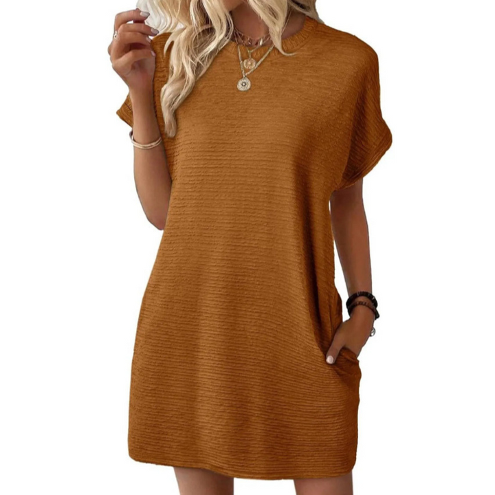Clariss | Robe T-Shirt Femme Manches Courtes Col Rond Mini Été