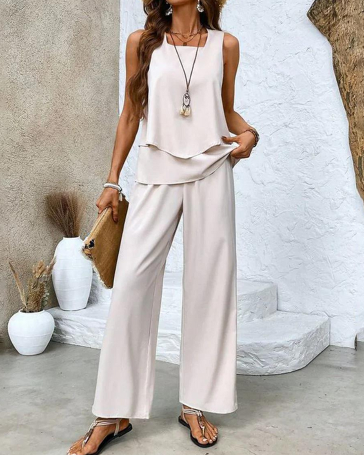 Ensemble d'été pour femmes | Top sans manches & Pantalon droit