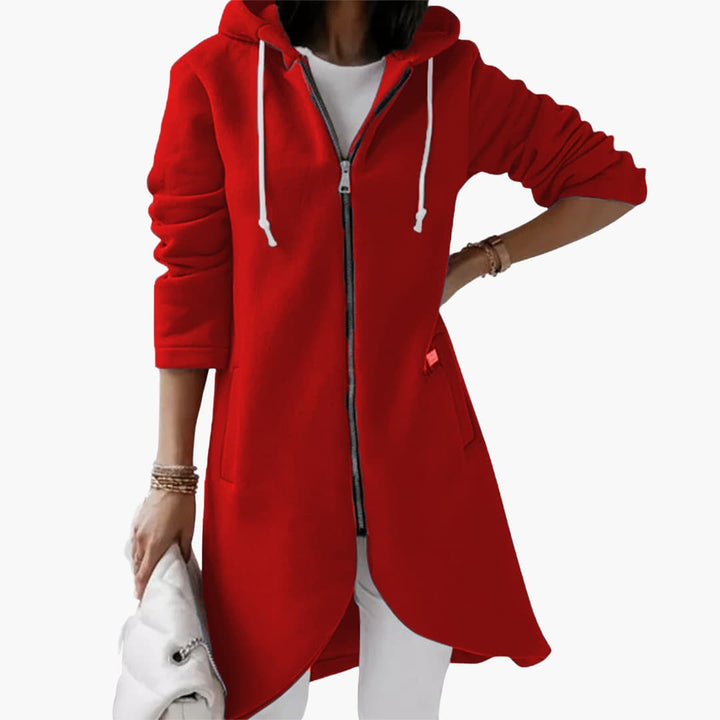 Hoodie long zippé pour femmes