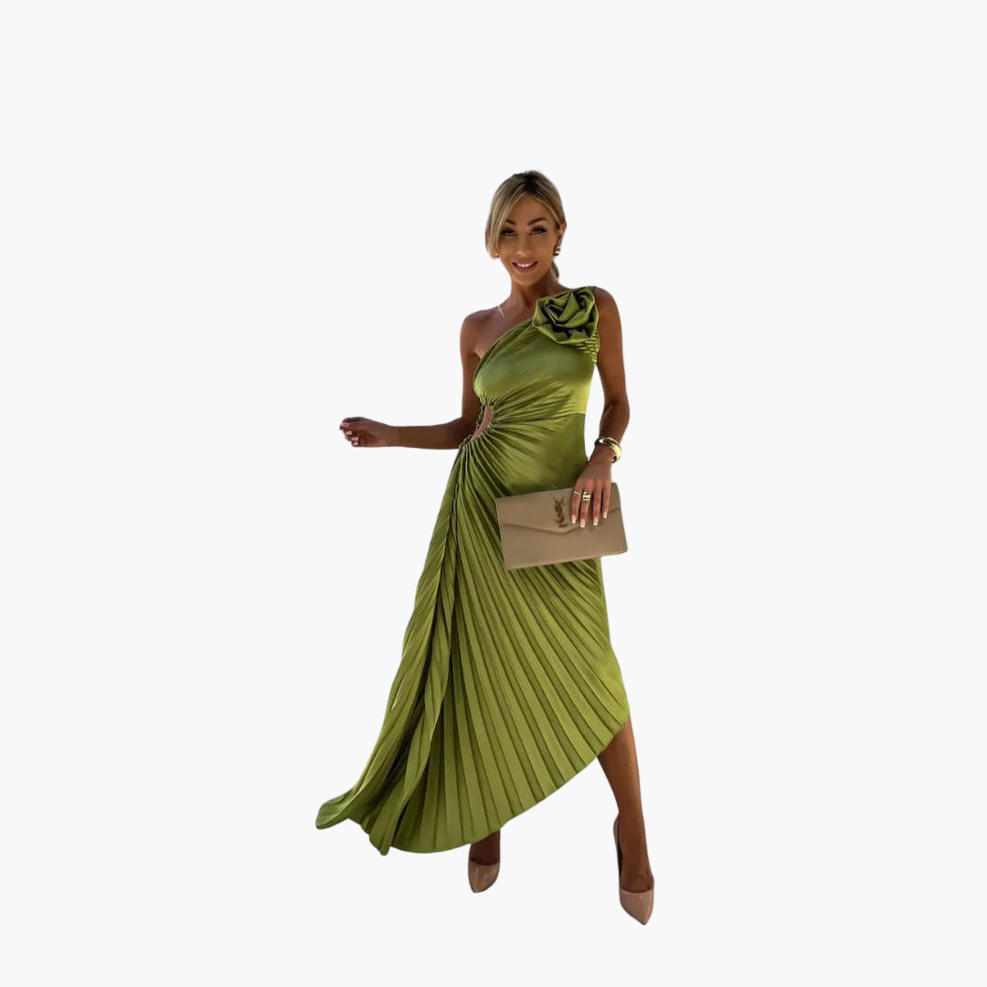 Robe midi romantique pour femmes – Appliques florales 3D