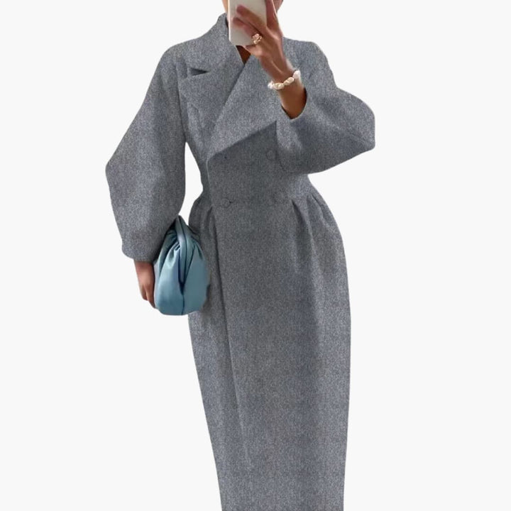 Manteau trench long avec revers pour femmes
