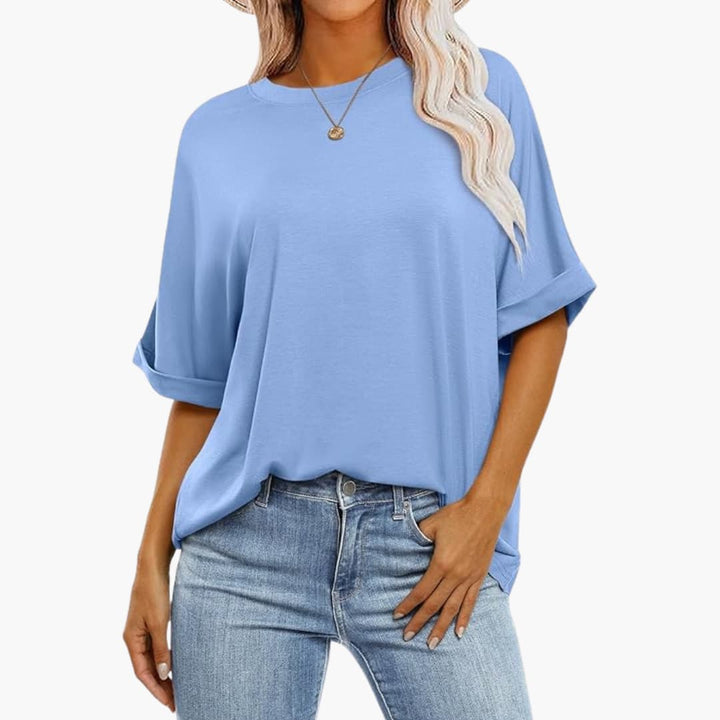 T-shirt oversize pour femmes avec col rond et manches courtes