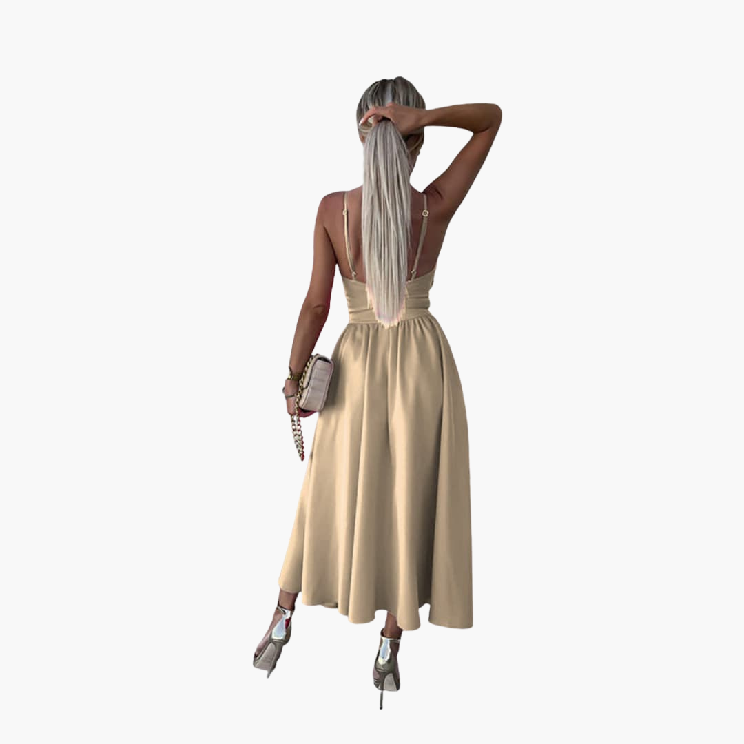 Robe midi élégante pour femmes – Robe d'été à bretelles