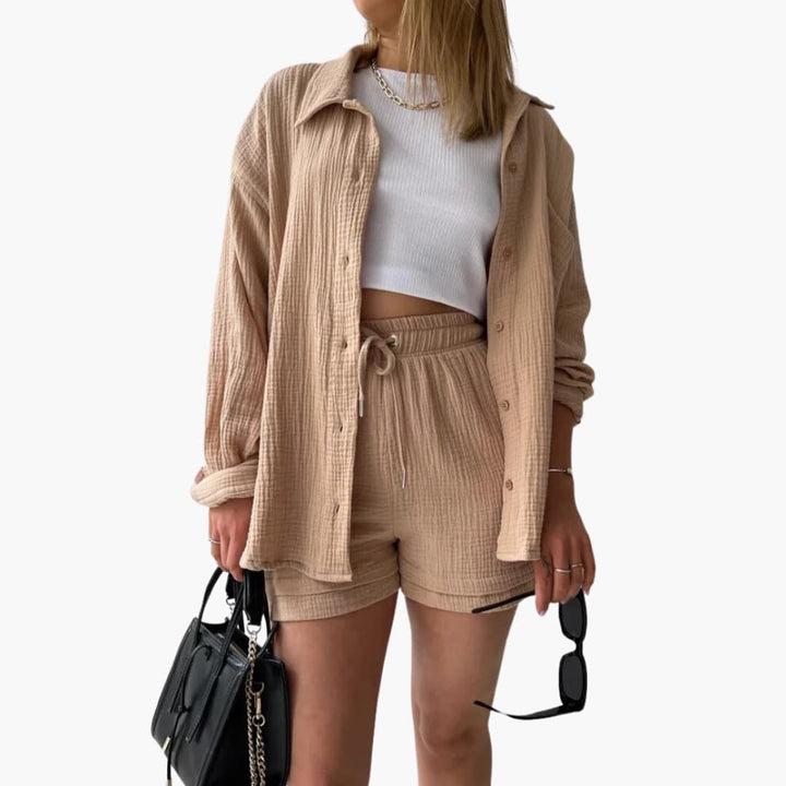 Ensemble deux pièces avec shorts pour femmes - look d'été décontracté