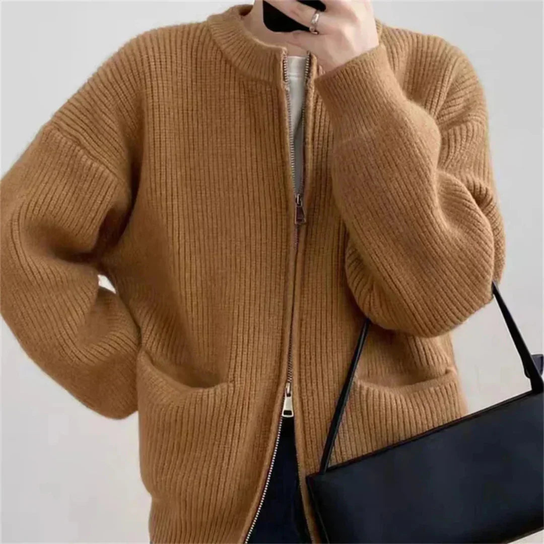 Cardigan en tricot confortable avec devant ouvert et texture côtelée – pour femmes