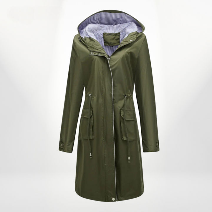 Trench-coat imperméable femme avec capuche | Long léger