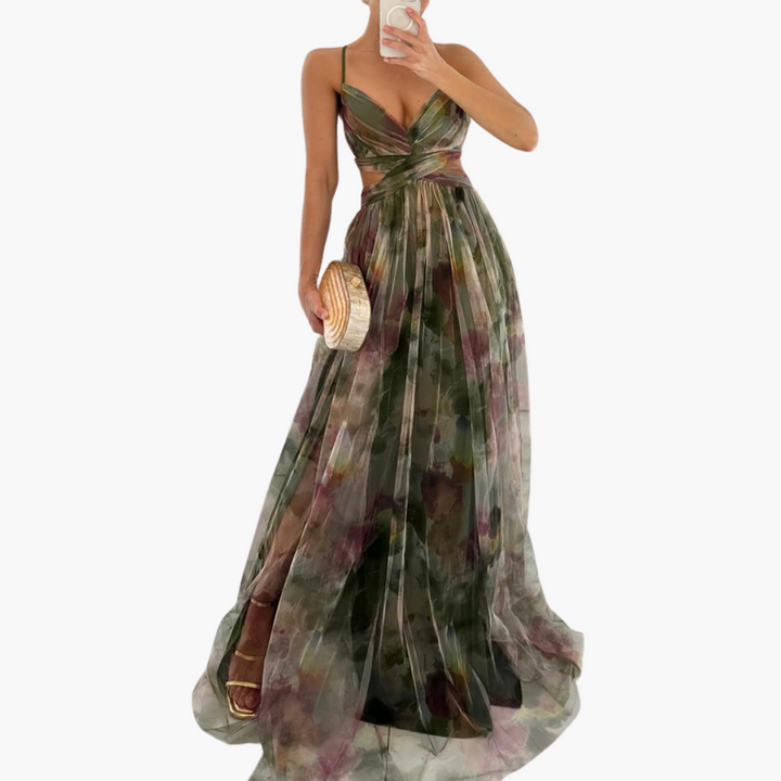 Robe Maxi Élégante pour Femmes avec - Motif Floral Glamour