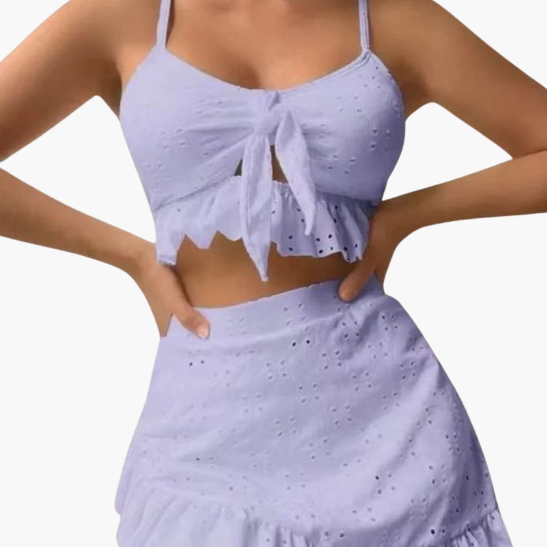 Ensemble de Bikini Femme - 3 pièces avec volants & design taille haute