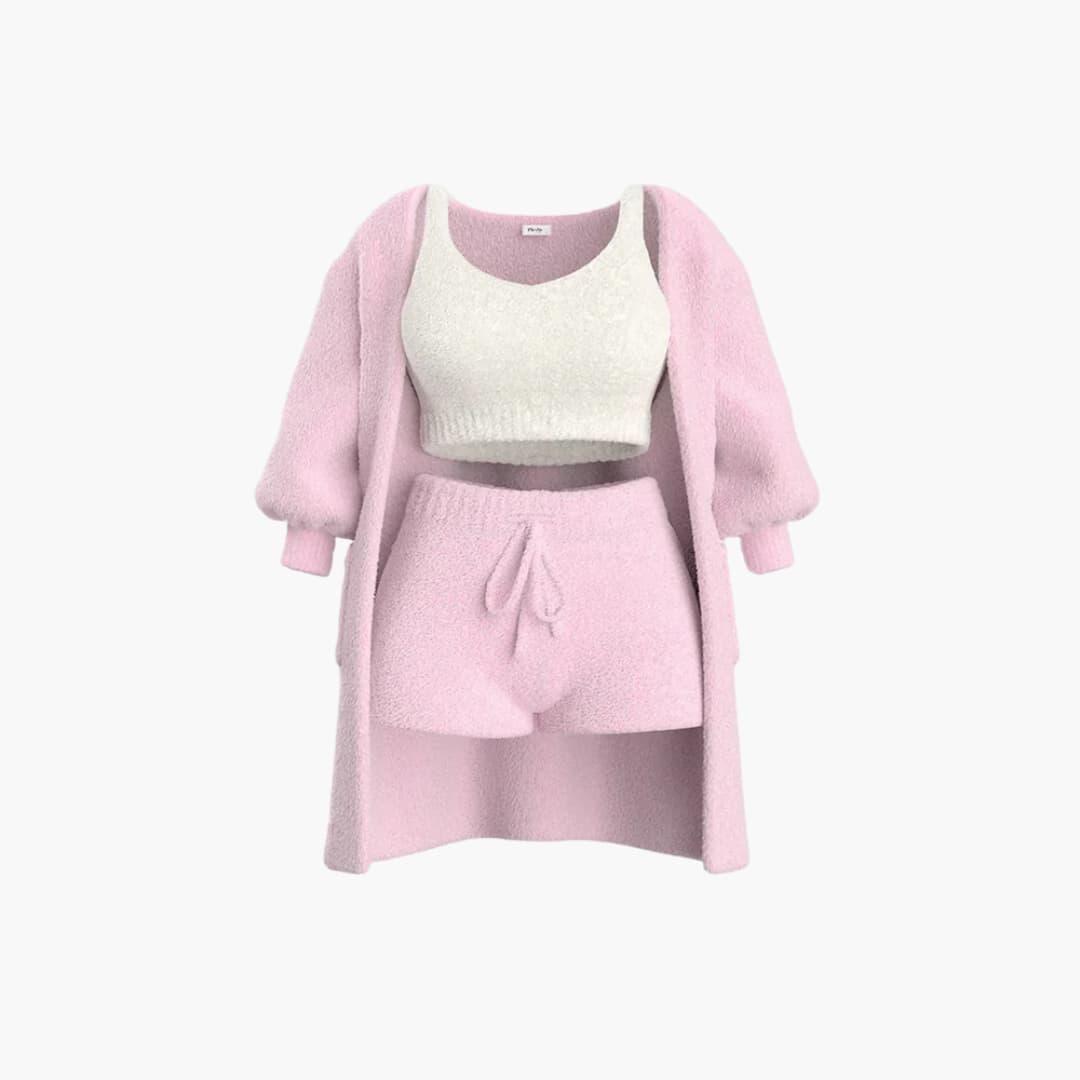 Ensemble de Loungewear - Tenue en Tricot 3 pièces avec Cardigan pour Femmes